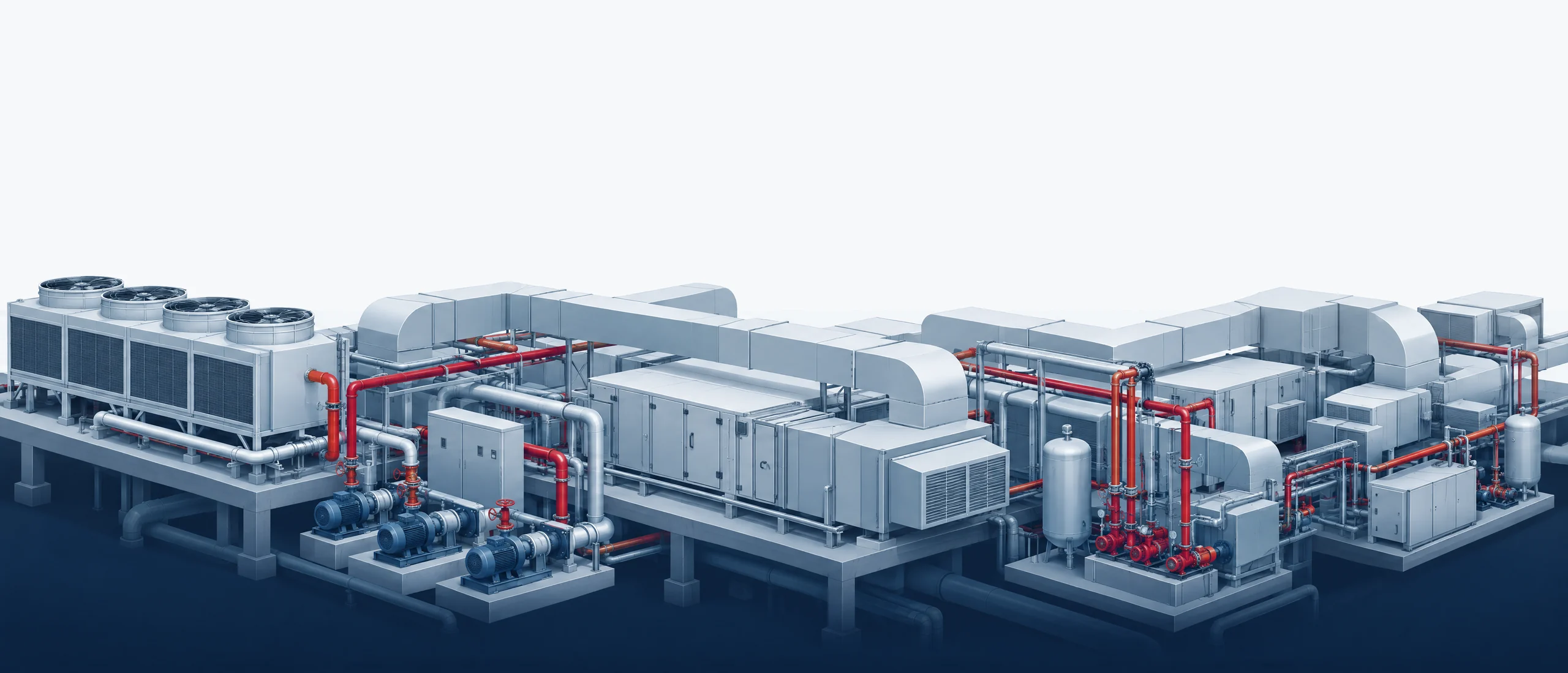 Conceptual rendering of interconnected commercial mechanical equipment